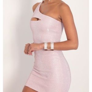 Pink Lucy in the Sky one strap glitter mini dress